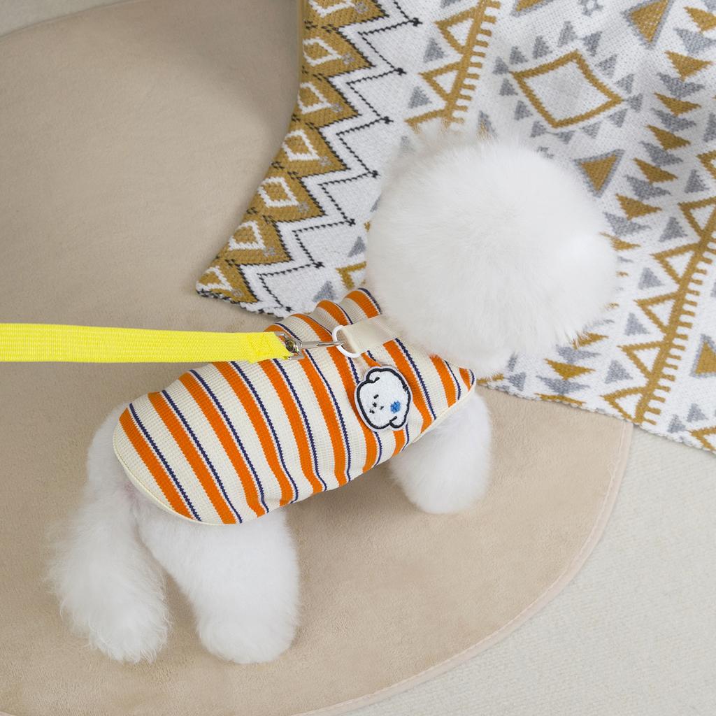 Pet Cat and Puppy Clothes Chihuahua Pomeranian Bichon Teddy Traction Spring and Autumn Rope Colorful Dog Head Logo Vest