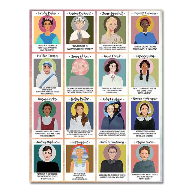 Great Mighty Women in History Poster and Print Wall Art Canvas Painting Nordic Posters and Prints Wall Pictures for Living Room No Frame