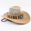 Western Cowboy Hat Men and Women Summer Breathable Sunscreen Visor Hat Big Brim Outdoor Travel Straw Top Hat