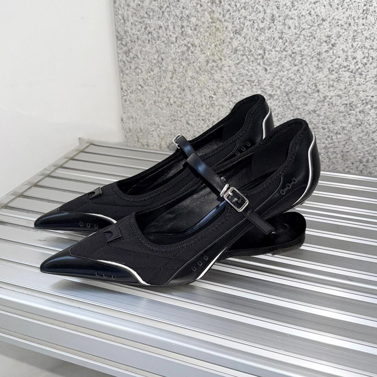 

Niche Design Pointed Toe Special Heel Women s High Heels Ballet Sporty Style Shallow Mouth Mary Jane Single Shoes 43 чорний