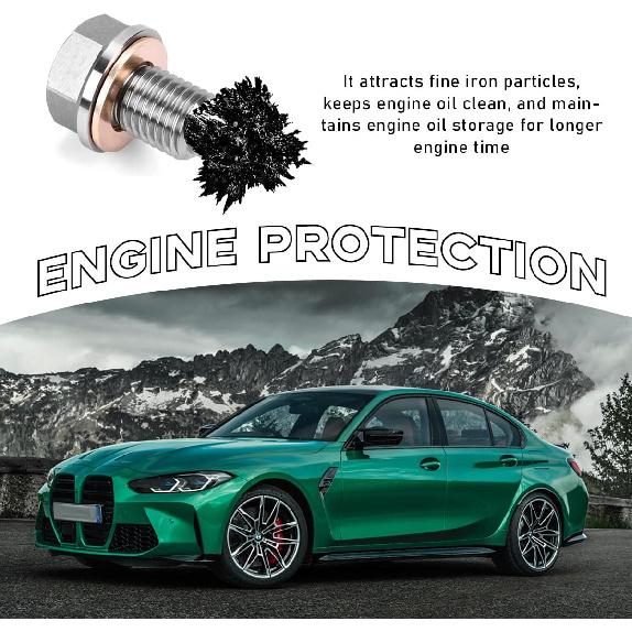 M14×1.5 Magnetic Oil Drain Plug, Aluminum Stainless Steel Sump Drain Nut Bolt with 5 Copper Crush Washer, Universal Leak-proof Replacement Car
