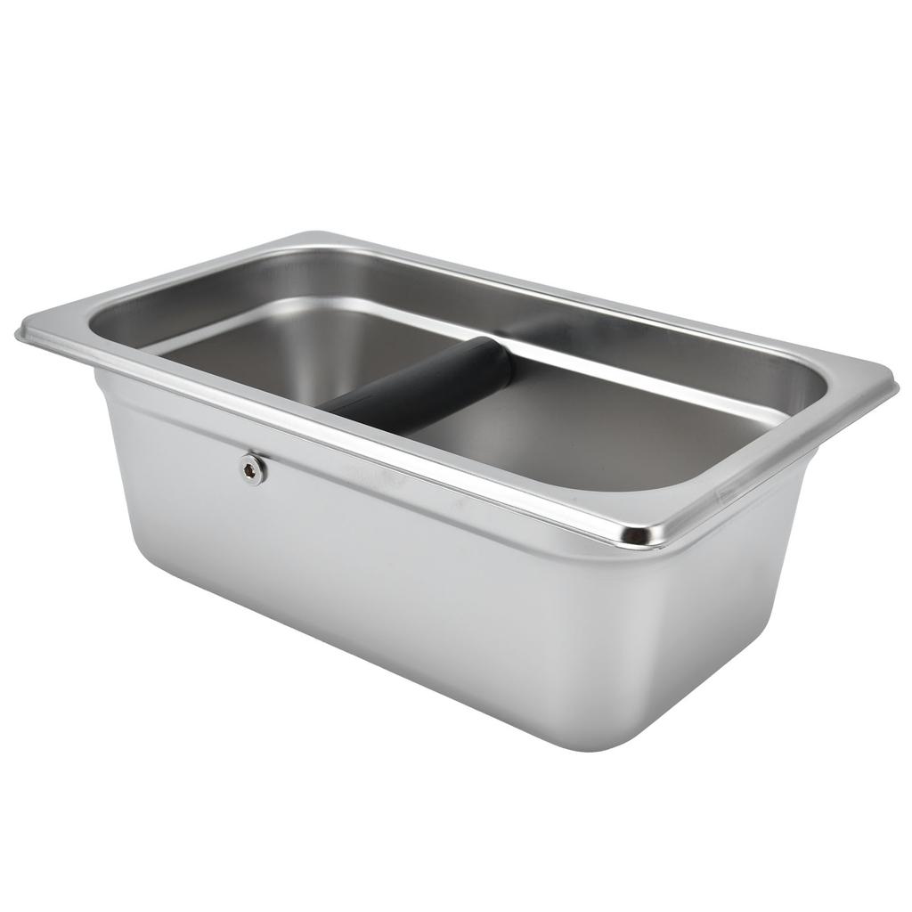 Large Coffee Knock Box Stainless Steel Coffee Grounds Container Residue Bucket Waste BinRetangular