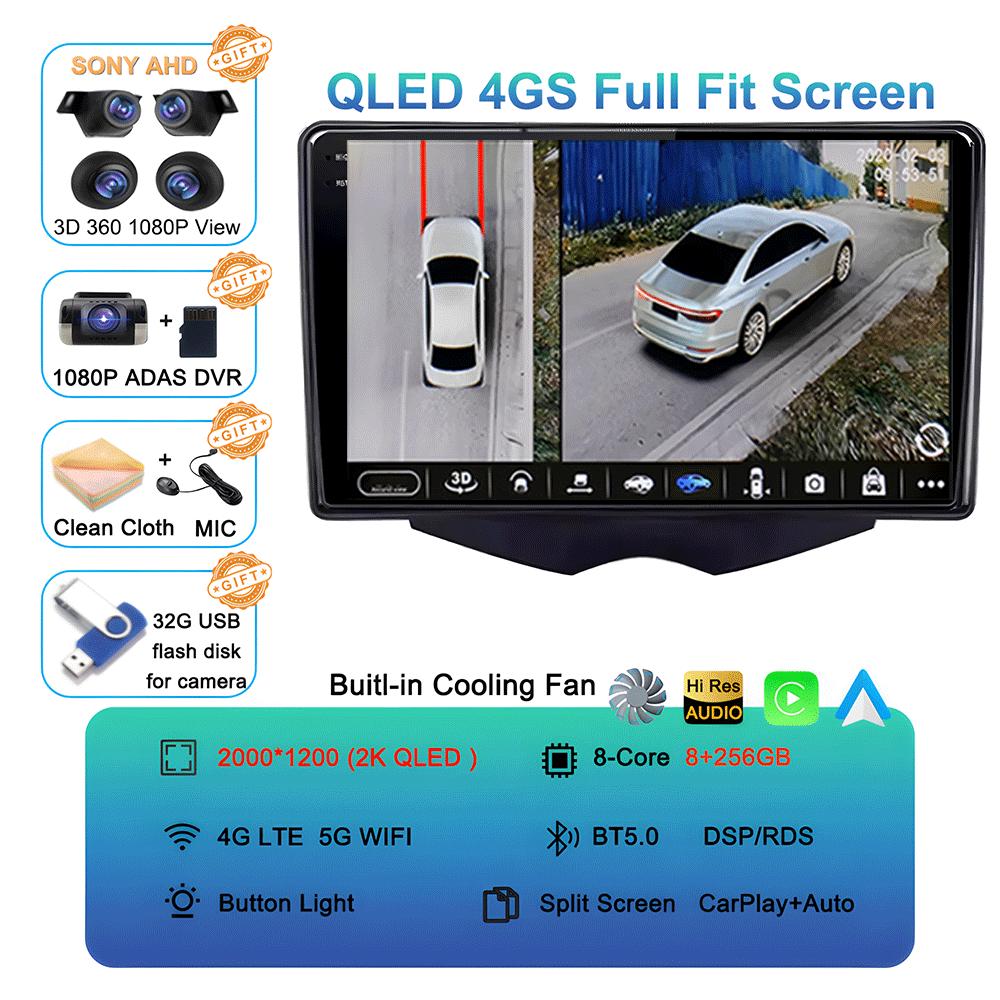 Car Radio Android 14 Carplay For Hyundai Veloster FS 2011 - 2017 Navigation Multimedia Player Stereo WiFi+4G BT DVD 360 Canera