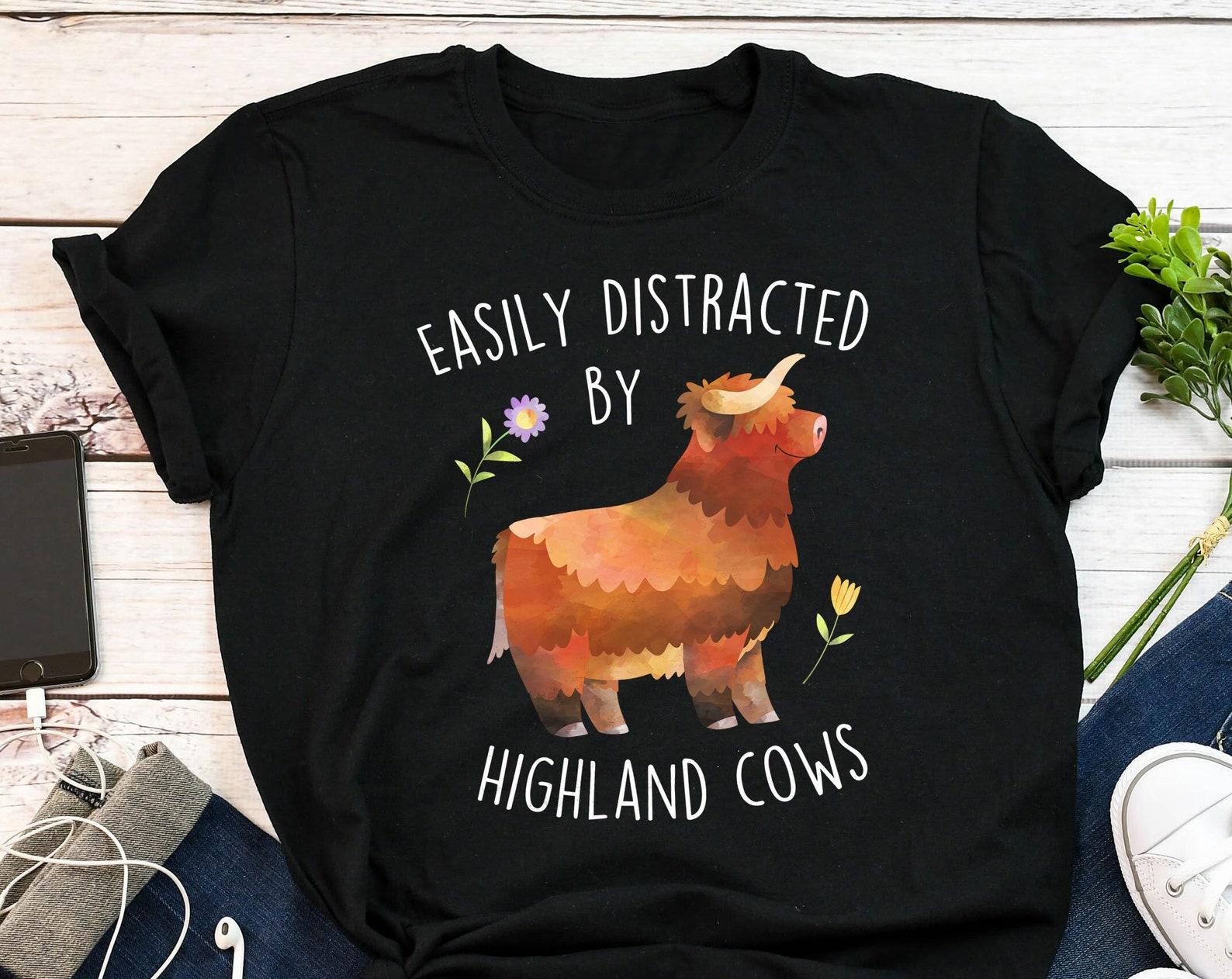 Highland Cow Shirt, , Funny Cow Lover Gift, Cute Farmer T-shirt, Livestock Tshirt, Mom, Dad, Hairy Scottish Cow, Rancher, Homestead 160