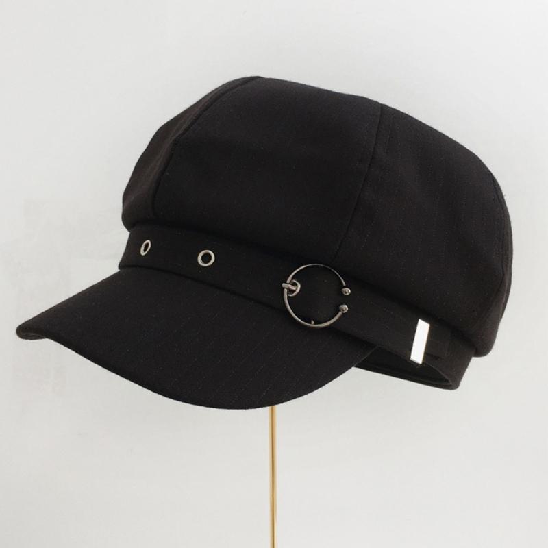 Spring Beret Hat Woman Commutes Octagonal Hat Camping Taking Photo Beret Hat with Metal Fastening for Girlfriend