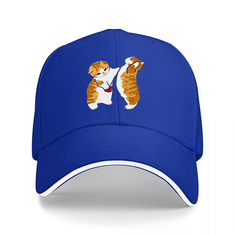 Cute Squirrel Couple Embroidered Black Baseball Cap Fashion Animal Design Hat for Unisex and Women Outdoor Wear