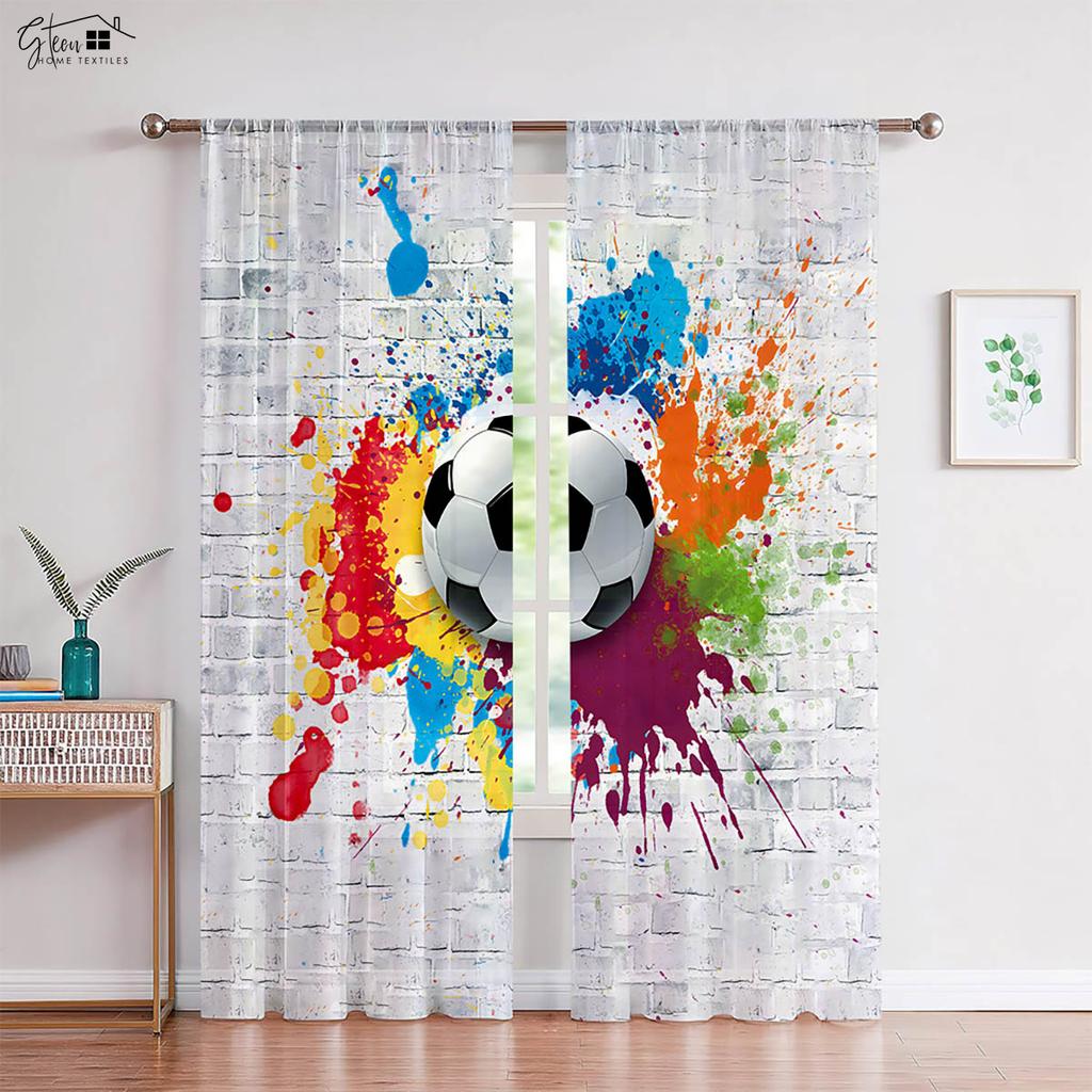 2 Pieces Of Cool Football 3d Printed Curtains Suitable For Bedroom Living Room Dormitory Decorative Curtains Machine Washable