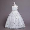 Summer Spring Autumn Kids Teen Girl Dress Sleeveless Snowflake Embroidery Mesh Princess Dresses Children Tutu Flower Girls Kid Party Ball Gown