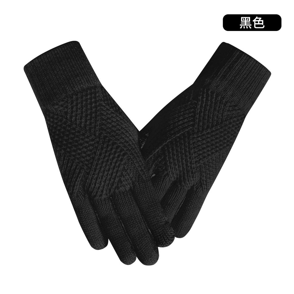Warm Knitted Gloves for Women In Winter Cycling Office Simple Cold Proof Double Layer Touch Screen Gloves