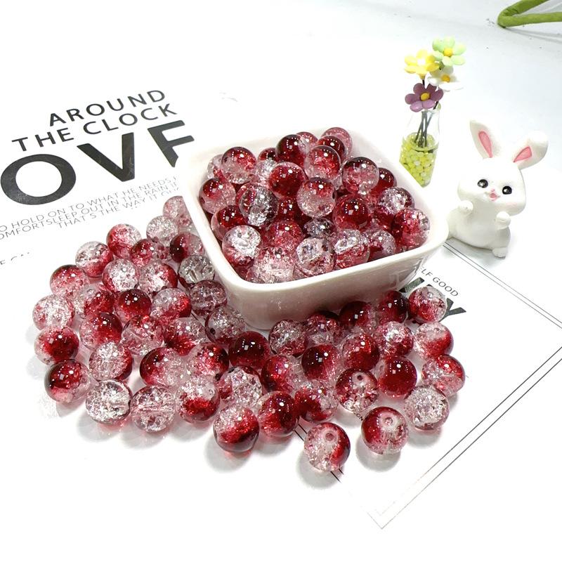 10mm Crackle Glass Round Beads, Loose Spacer Beads DIY Accessories for Bracelet Making 50pcs