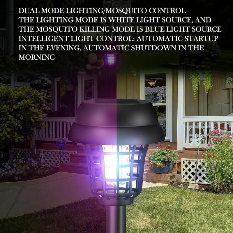 4Pcs Solar Bug Zapper Waterproof Mosquito Killer and Lighting Repellent Lamp for Indoor Outdoor Use Garden Patio Purple and White Light(Plastic,Black)