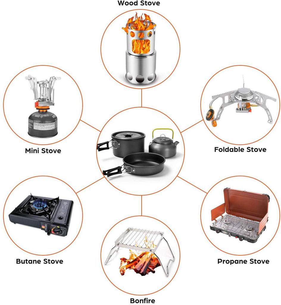 2-3 Person Portable Camping Cookware Set: Foldable Pots and Teapot for Outdoor Picnics