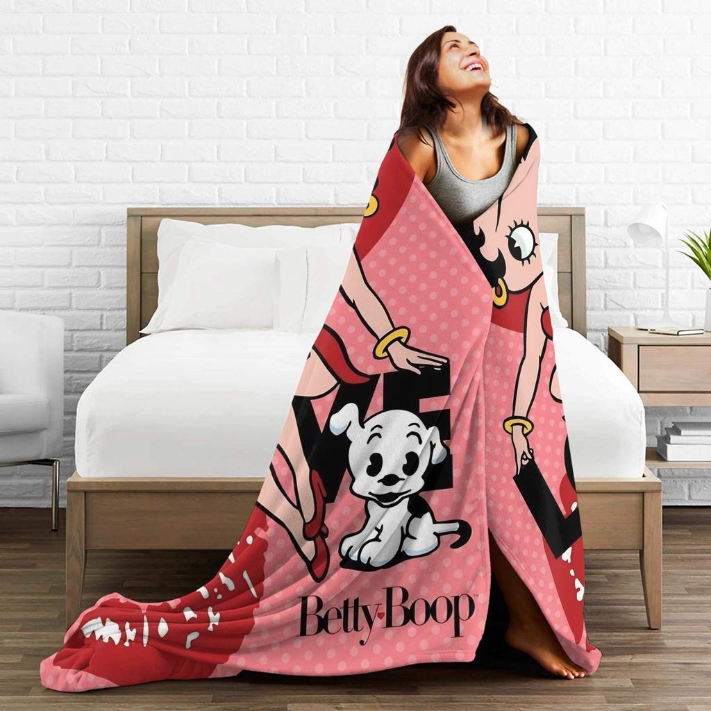B-Bettys Boops Comfortable Blanket Cartoon Doll Casual Plane Travel Throw Blanket Home Decor Flannel Bedspread Sofa Bed Cover
