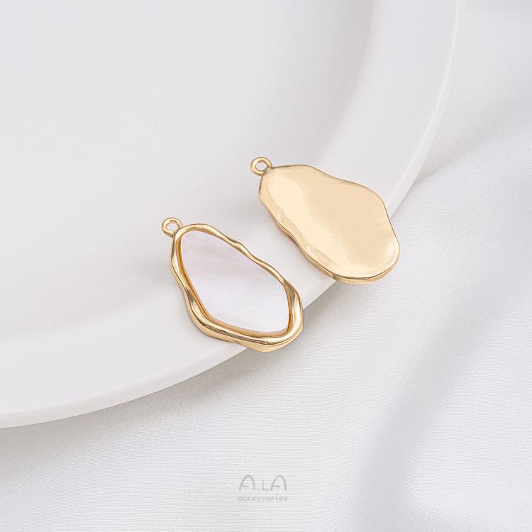 14K Gold-Filled Natural Shell Pendant: Square Tag, Round & Irregular Oval DIY Jewelry Accessories