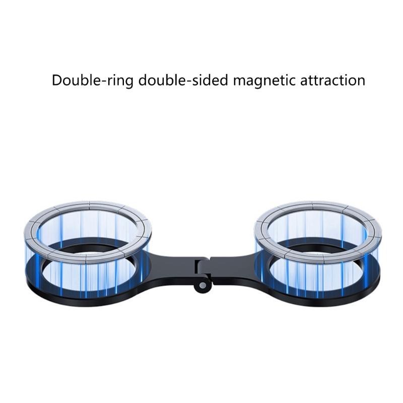 Portable Metal Phone Mount Adjustable Multiple Angle Magnetic Base Mobile Phone Rack for Content Creators Travel Office Use