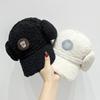 Imitation Lamb Wool Baseball Cap Girls Winter Thickened Warm Ear Protection Hat Versatile Letter Soft Plush Caps Solid Color