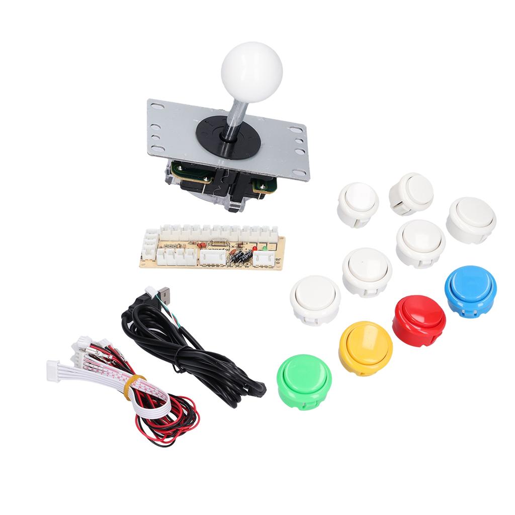 DIY Games Console Kit Single Electroplating Rocker LED Buttons Set for Arcade Games ConsoleSingle Set White