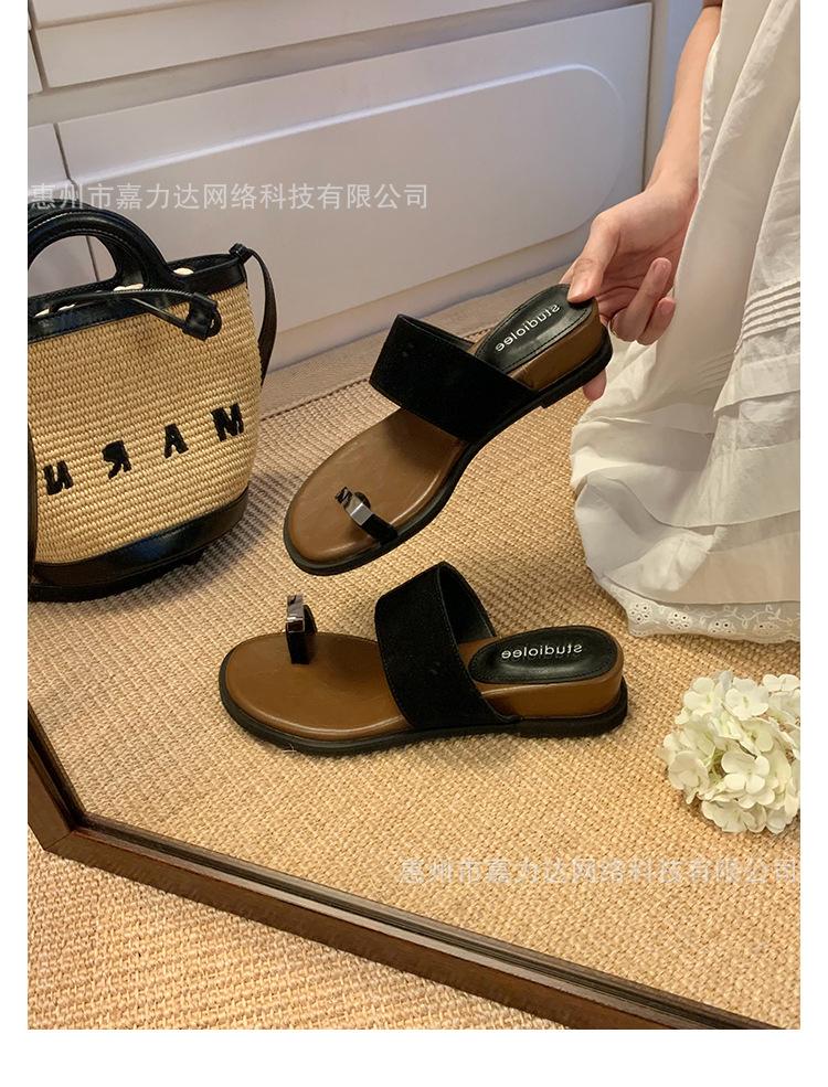 

Sheepskin thick-soled holiday style with skirt, simple set of toe slippers, women s summer versatile soft bottom, comfortable outside, cool slippers 40