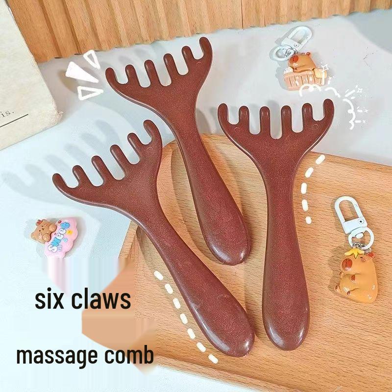 Sandalwood Antler Head Massage Comb - Six Claw Scalp Therapy Tool