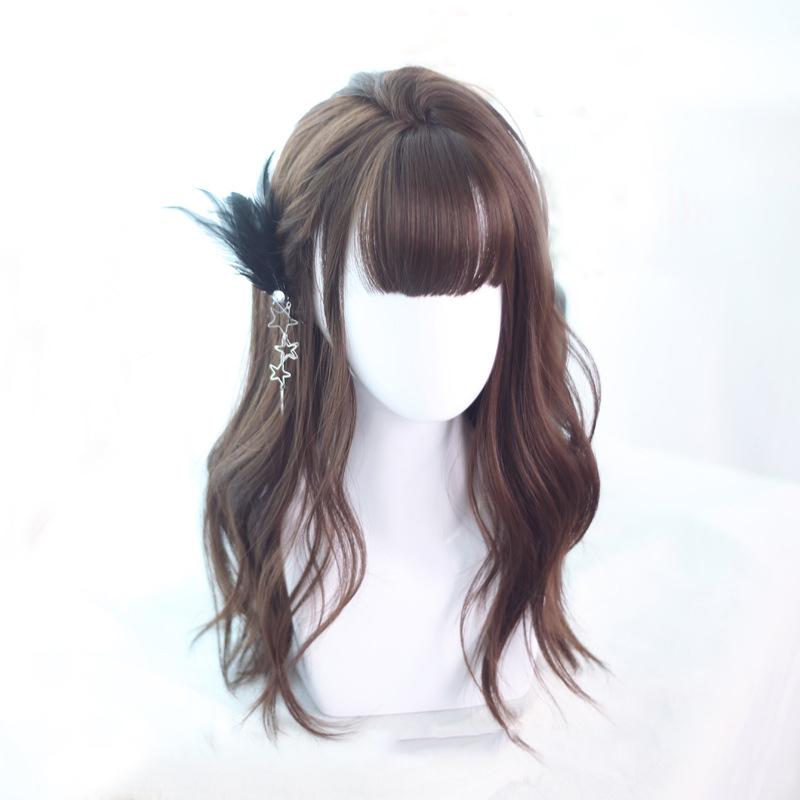 

Bybrana Длинные прямые черные синтетические парики с челкой для женщин Афроамериканская Лолита Ежедневная вечеринка Термостойкое волокно