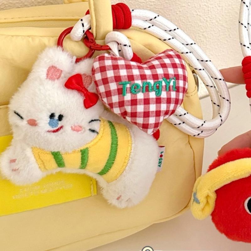 Plush Rabbit Dog Keychain Cartoon Puppy Pendant Bag Charm Lightweight Portable Accessory For Women Girls