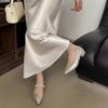 Celebrity Feng Shui Diamond Shallow Mouth Temperament French Pointed Flat Heel Single Shoes Elegant Fashion Grandma Shoes Thick Heel Mary Jane Shoes