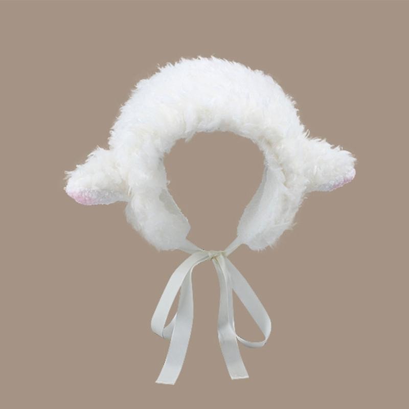 Cute Head Wrap Hair Bands for Ear Warmer Furry Lamb Ear Sheep Ear Plush Hat