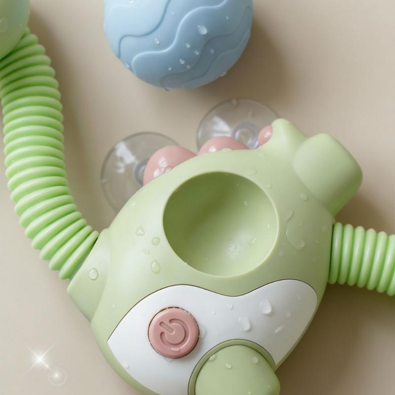 Interactive Baby Shower Head Cartoon Dinosaur Design Bath Toy for Infant Sensory Development Fine Motor Skill Exercise