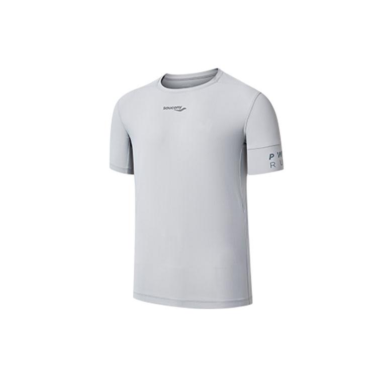 Saucony T Shirts Men s Light Gray Crew Neck Moderate Straight Fit SC2239061-2 M