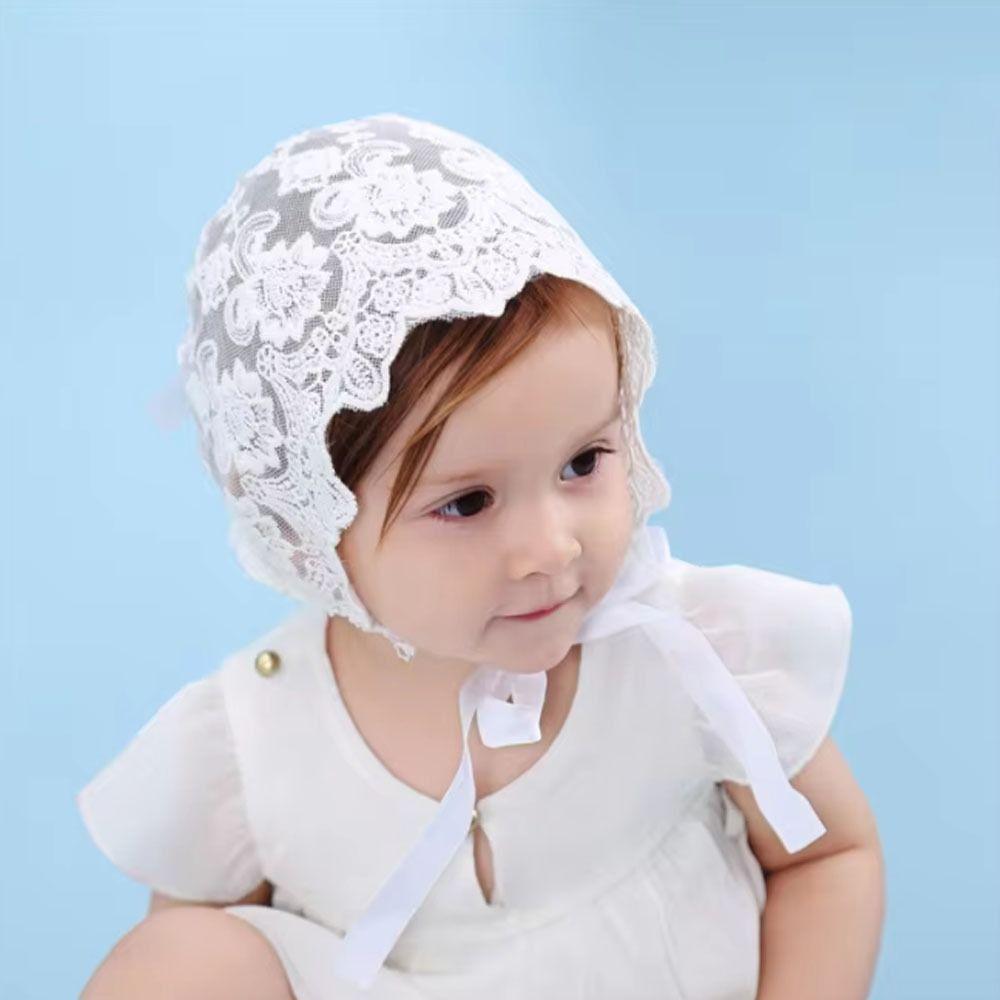 Lace Ruffle Newborn Hat Breathable Toddler Tie Beanie  Newborn Photography Prop
