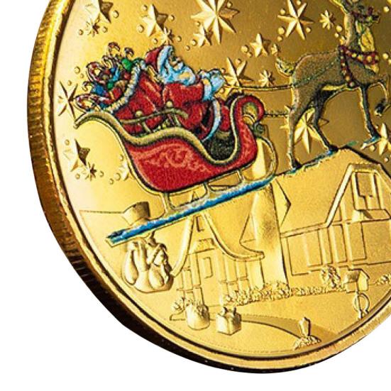 Coleccionable portátil, añadir moneda, ambientes navideños, elemento de patrón de Metal, moneda, regalo para el hogar