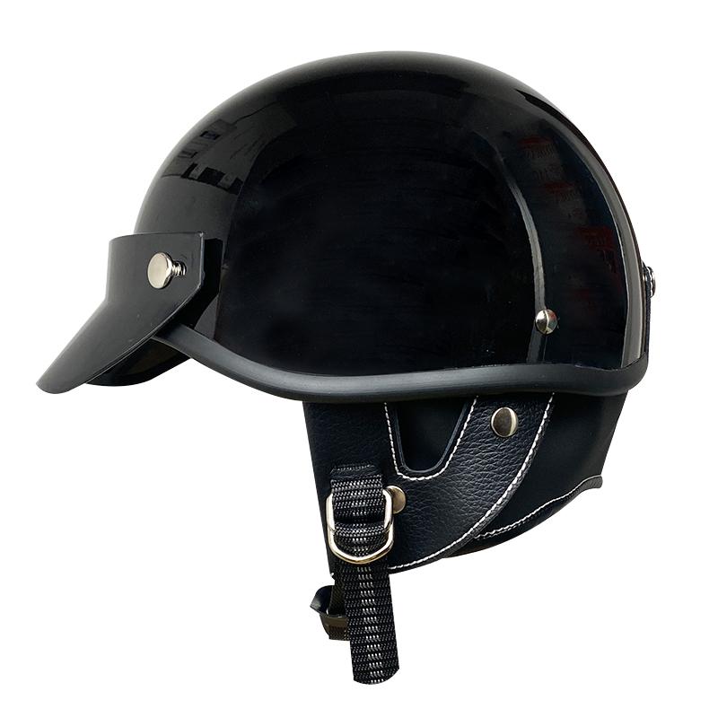 Vintage Half Face Motorcycle Helmet, German Style, Chopper Cruiser, Skull Cap