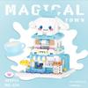 Sanrio Building Blocks Disney Kuromi My Melody Strawberry Bear Pochacco Small Pellet Street Scene Jigsaw Toy Model Gift
