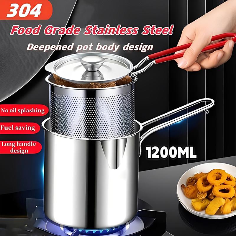 Edelstahl Fritteuse Multifunktionaler Kleiner Topf Küchenspezifisch zum Frittieren von Hähnchen und Andere Kochwerkzeuge