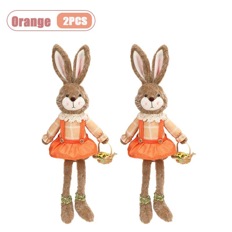 Easter Bunny Figurine Holding Flower Basket and Carrot Creative Cute Rabbit Statue Spring Farmhouse Home Table Decor Ornament