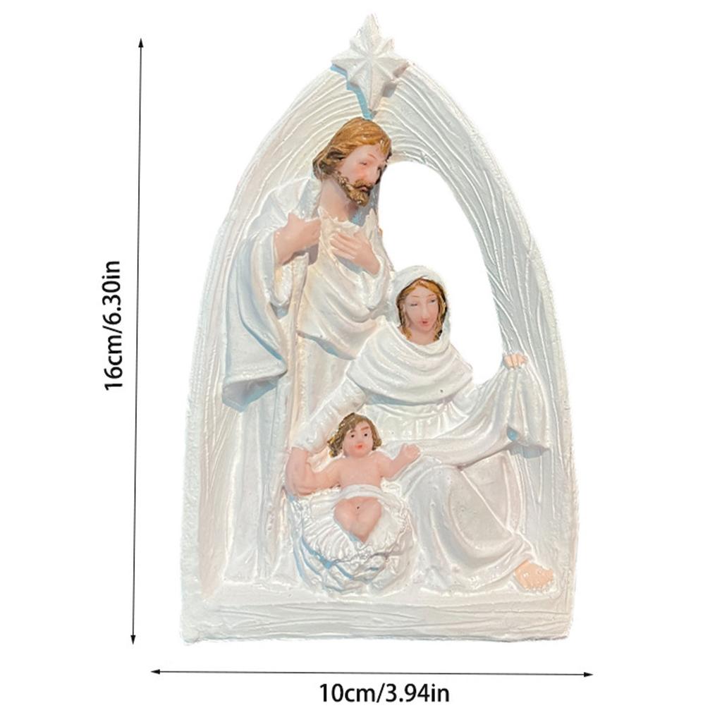 Resin Holy Family Figure Christmas Nativity Scene Figurine Religious Ornament Jesus Birth Sculptures Decoration