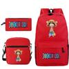 New Animation One Piece Printed Backpack for Primary and Secondary School Students Large Capacity School Bag Combination Three-piece Set