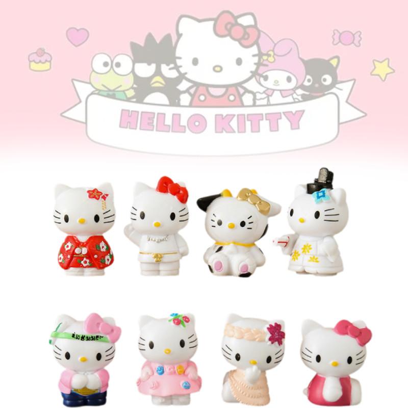 Adorable 8 Piece Hello Kitty Cartoon Figurine Collection Pvc Toy Set For Display