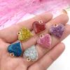 Fashion Love Pendant Dripping Green Onion Powder 5pcs Peach Heart Pendant Valentine's Day Aaccessories DIY Bracelet Necklace Accessories Loose Beads