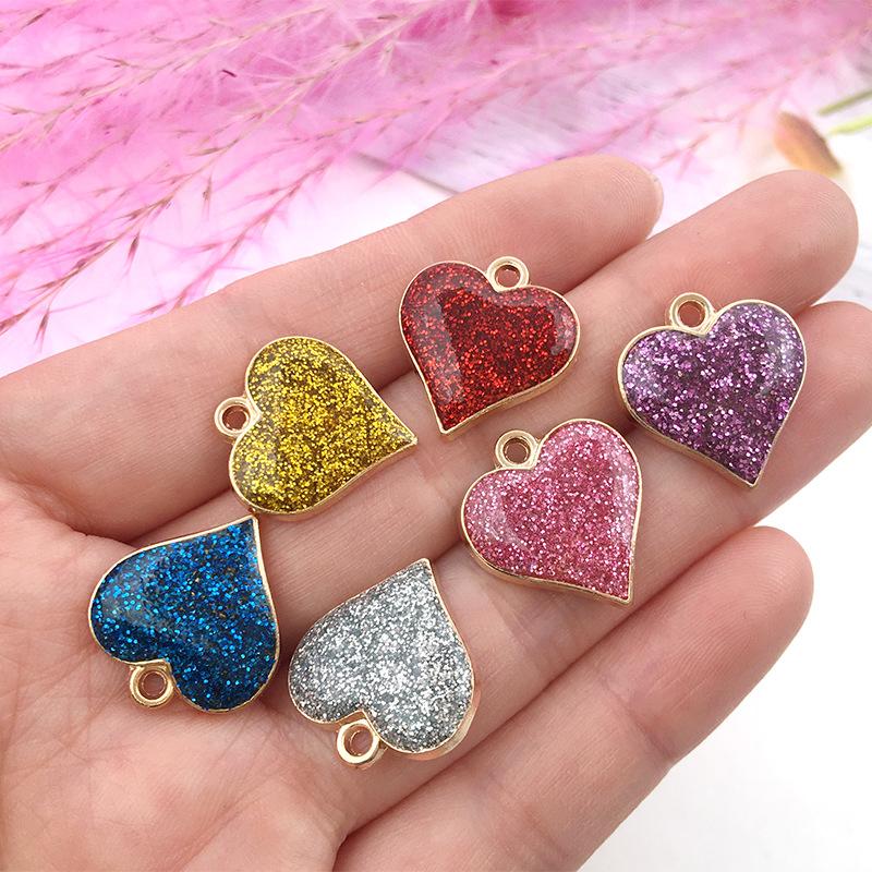 Love Pendant Dripping Green Onion Powder Peach Heart Pendant DIY Bracelet Necklace Accessories 5pcs Loose Beads Fashion  Accessories