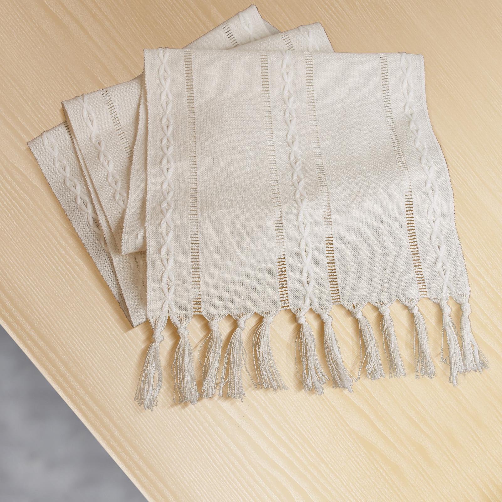 

72-дюймовая деревенская дорожка для стола с кисточками ручной работы в стиле бохо для свадьбы, праздника, вечеринки, столовой, кухни Stripe&33x183CM 1pcs белый