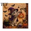 Family Fun Handcrafts Halloween Cat Faux Pearl Painting Art Kit, Spooky 3D Beads Creative Gift Crafts, Cute Witch Gem Wall for Adults, Craft