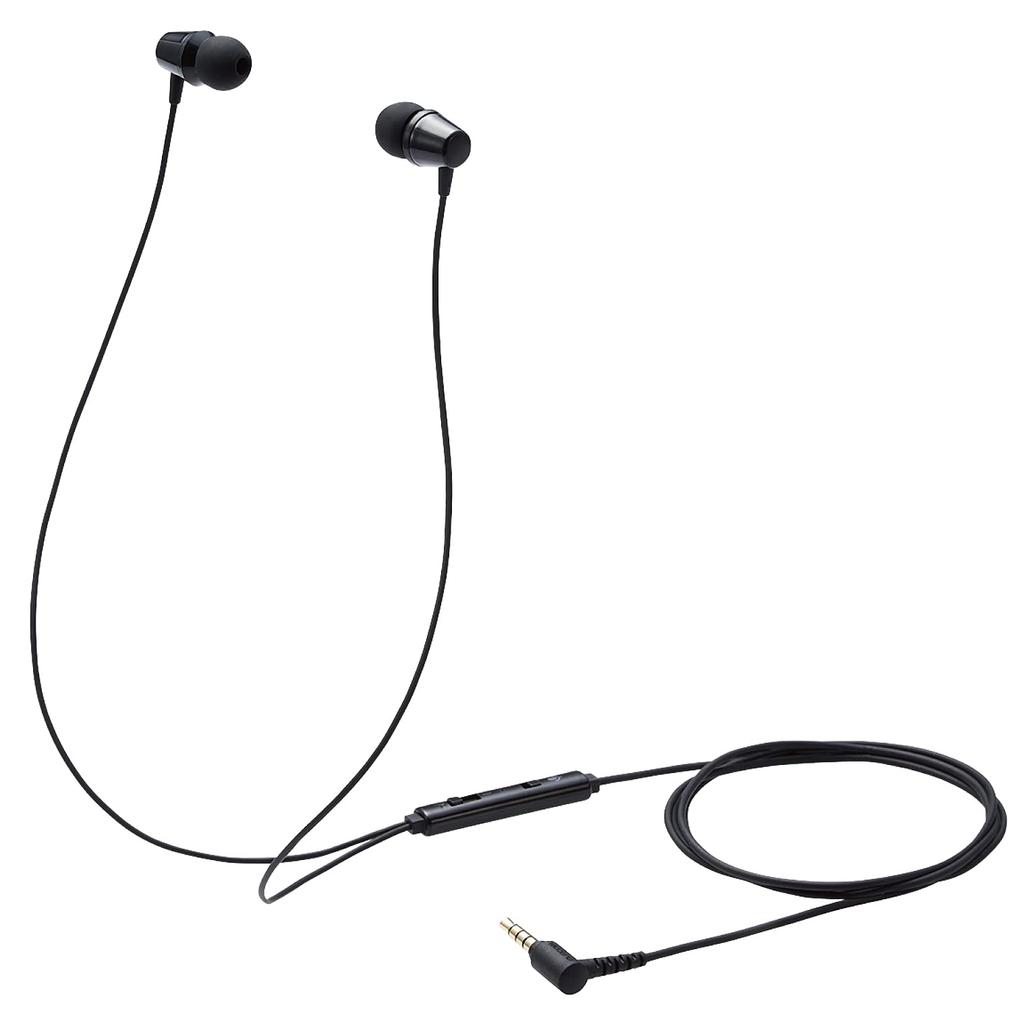 ELECOM Wired with Mute W x D x HS-KD05TBK Children's Earphones, 3.5mm Connection, 4-Pole In-Ear, Heavy-Duty, Switch, Black. Dimensions Approx. 12.7mm