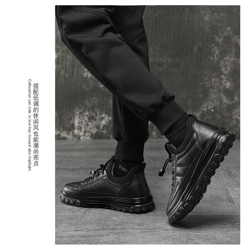 Men Winter Thickened Fleece Casual Soft Sole Elderly Cotton Padded Leather Shoes