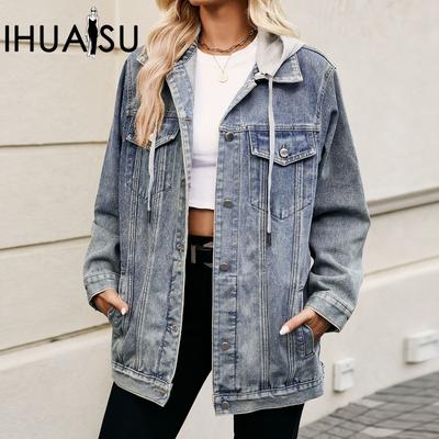 Vielseitiges, klassisches Vintage-Oberteil für Damen im klassischen, lockeren Stil, Jeansjacke