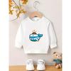 Kids Crewneck Sweatshirt, Cartoon Whale Graphic Print, Spring Autumn Casual Tops