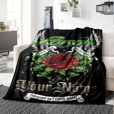 Name Custom Poison Band Print Flannel Blanket High Quality Warm Comfortable Cover for All Seasons Perfect for Gifts Home Decor