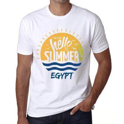 Vintage-T-Shirt für Herren, grafisches T-Shirt „Time to Say Hello to Summer in Egypt“, Weiß