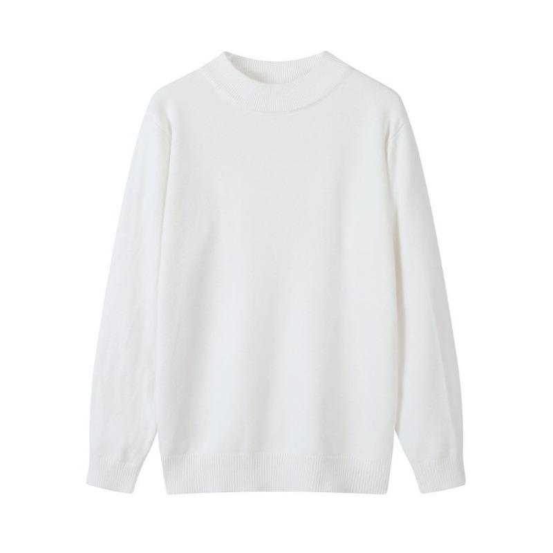 Autumn and winter new solid color simple round neck imitation cashmere sweater men's loose casual warm top women