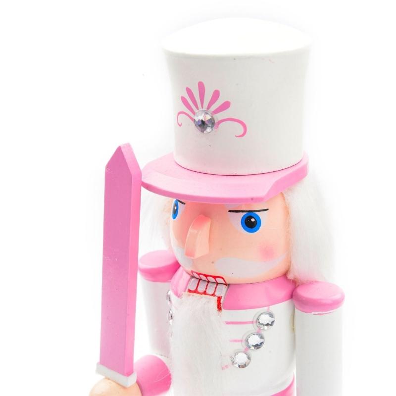 Handmade Wood Nutcrackers Soldier Unique 50CM Pink Nutcrackers Soldier Crafted for Enthusiasts of Festival Ornament